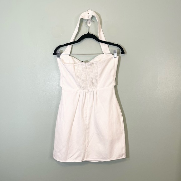 Anthropologie Mare Mare Women's White Cutout Twill Halter Mini Dress Small NWT - Picture 2 of 10